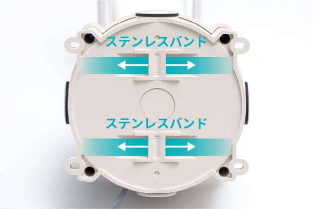 監視カメラ側のバンド固定位置。
