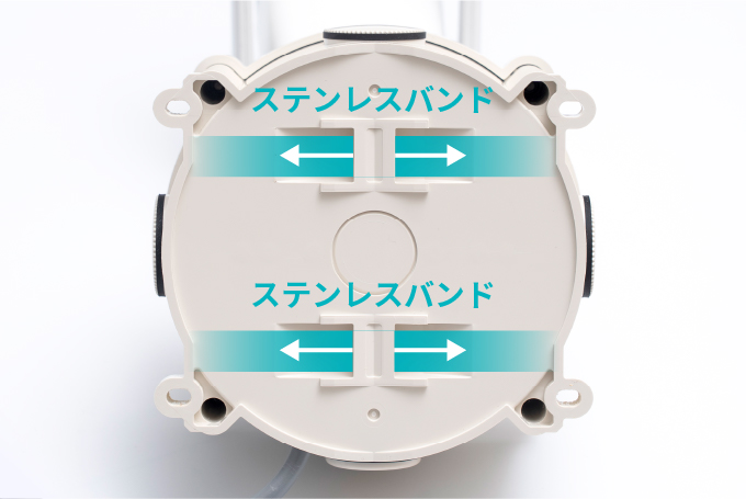 監視カメラ側のバンド固定位置。